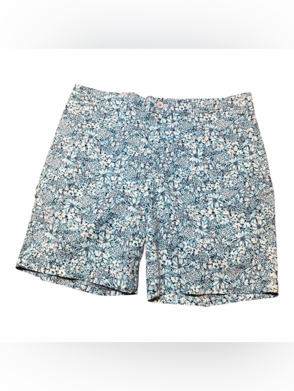 Lilly Pulitzer Blue & White Floral Cotton Shorts with Pink Trim